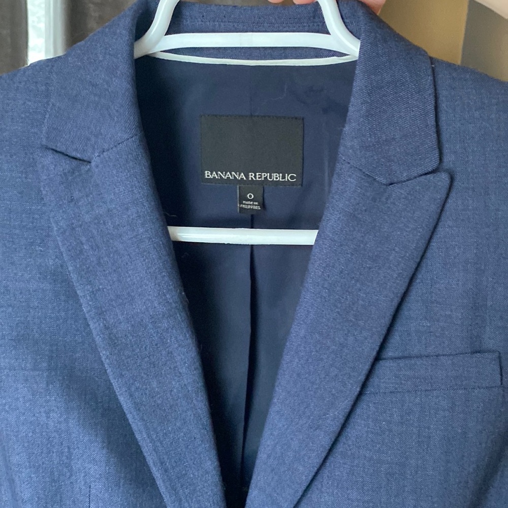 Banana Republic Blue Suit Jacket (size 0) and Logan Trouser (size 2)